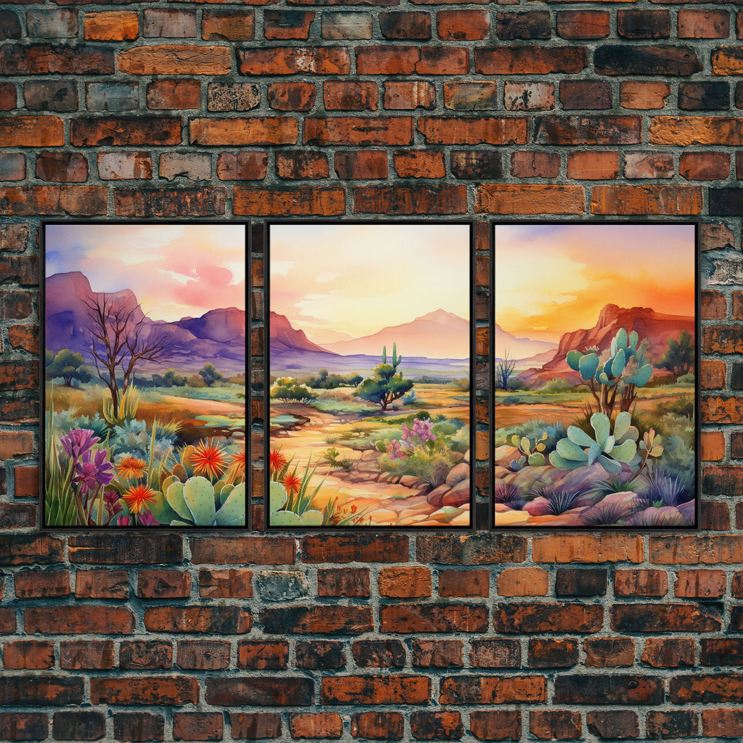 Southwestern Desert Landscape 3 Piece Canvas Prints, Painting, Minimalist Art, Decor, Wall Decor, Wallpaper, Digital Prints, Wall Art