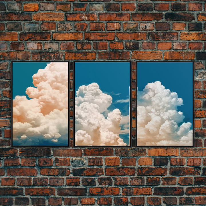 Cloud Wall Art Triptych 3 Piece Set Blue Wall Art Abstract Art Print Minimalist Wall Art Indigo Art Maximalist Deco Sky Wall Art Sky Print