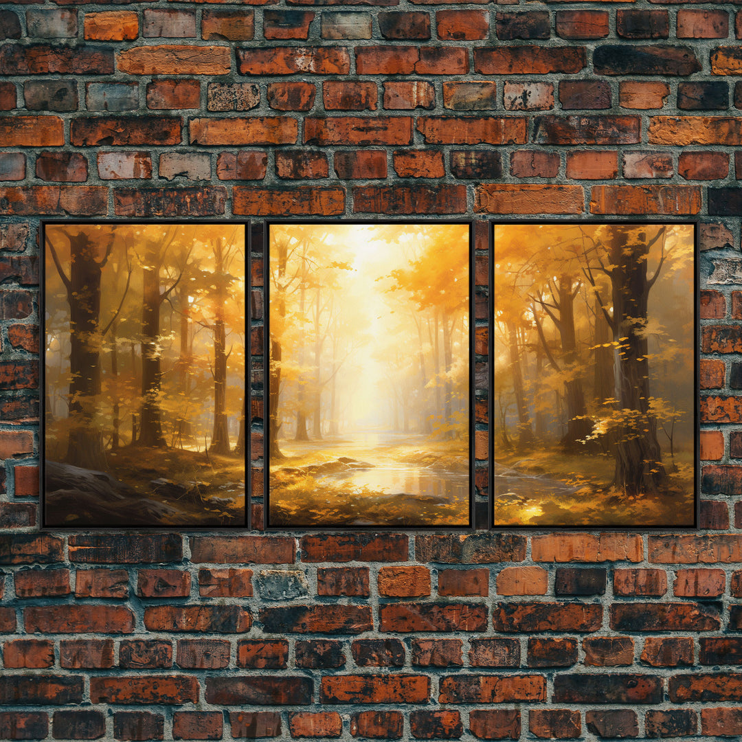 Landscape Wall Art, Fall Wall Art, Forest Print, Trees Art, Canvas Print, Wall Art, 3 Piece Wall Art, Office Wall Decor, Kitchen Wall Art