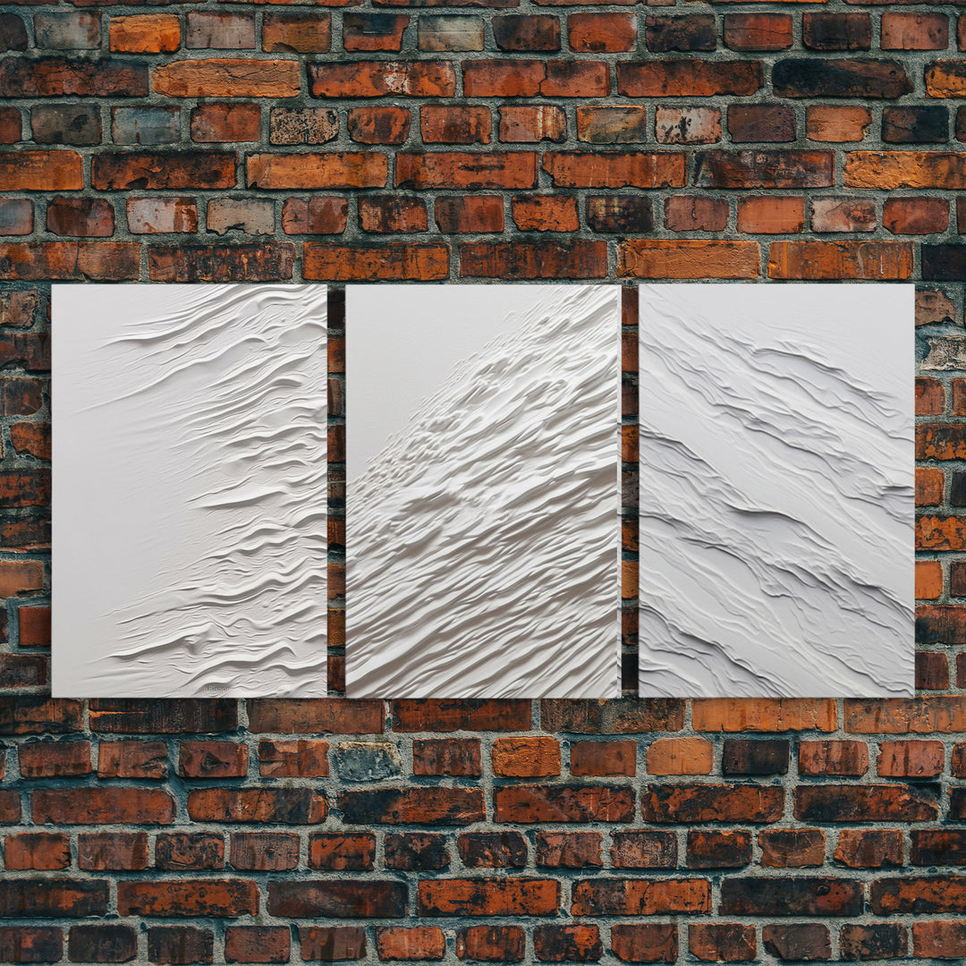 Triptych Framed Canvas Print Wall Art Set of 3 White Textured Effect Abstract Prints Modern Minimalist Wall Art Neutral Decor Impasto Effect