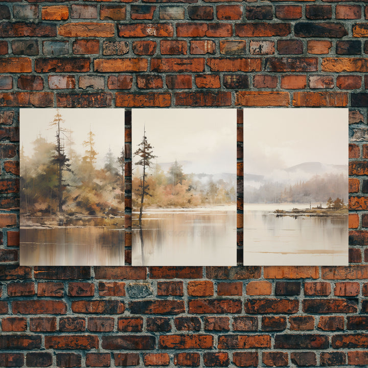 Beautiful 3 Piece Wall Art Canvas Print Set, Landscape Painting, Living Room Decor, Office Art, Wall Decor, Landscape Moody Landscape