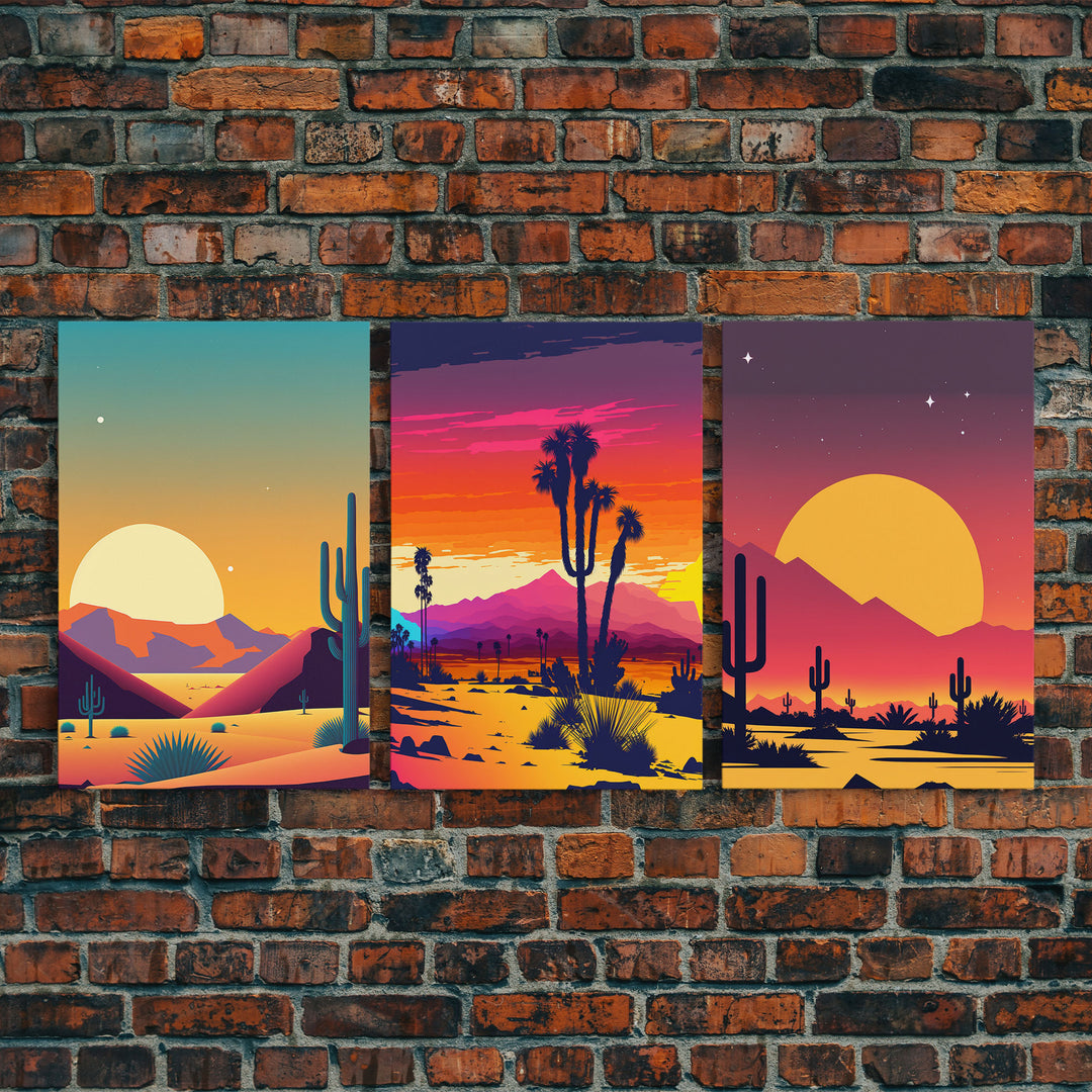 Trendy Art Desert Prints, 3 Piece Wall Art, Framed Canvas Print, Framed Art, Desert Art Prints, Triptych, Set of 3 Wall Art