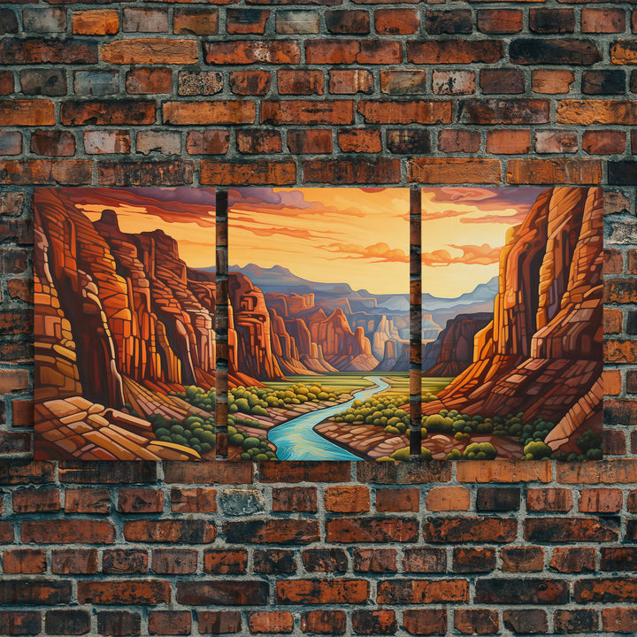 Canyon Art, River Wall Art, Landscape Wall Print, Canvas Print, Wall Art, 3 Piece Wall Art, Appreciation Gift, Ranch Decor, Western Wall Art