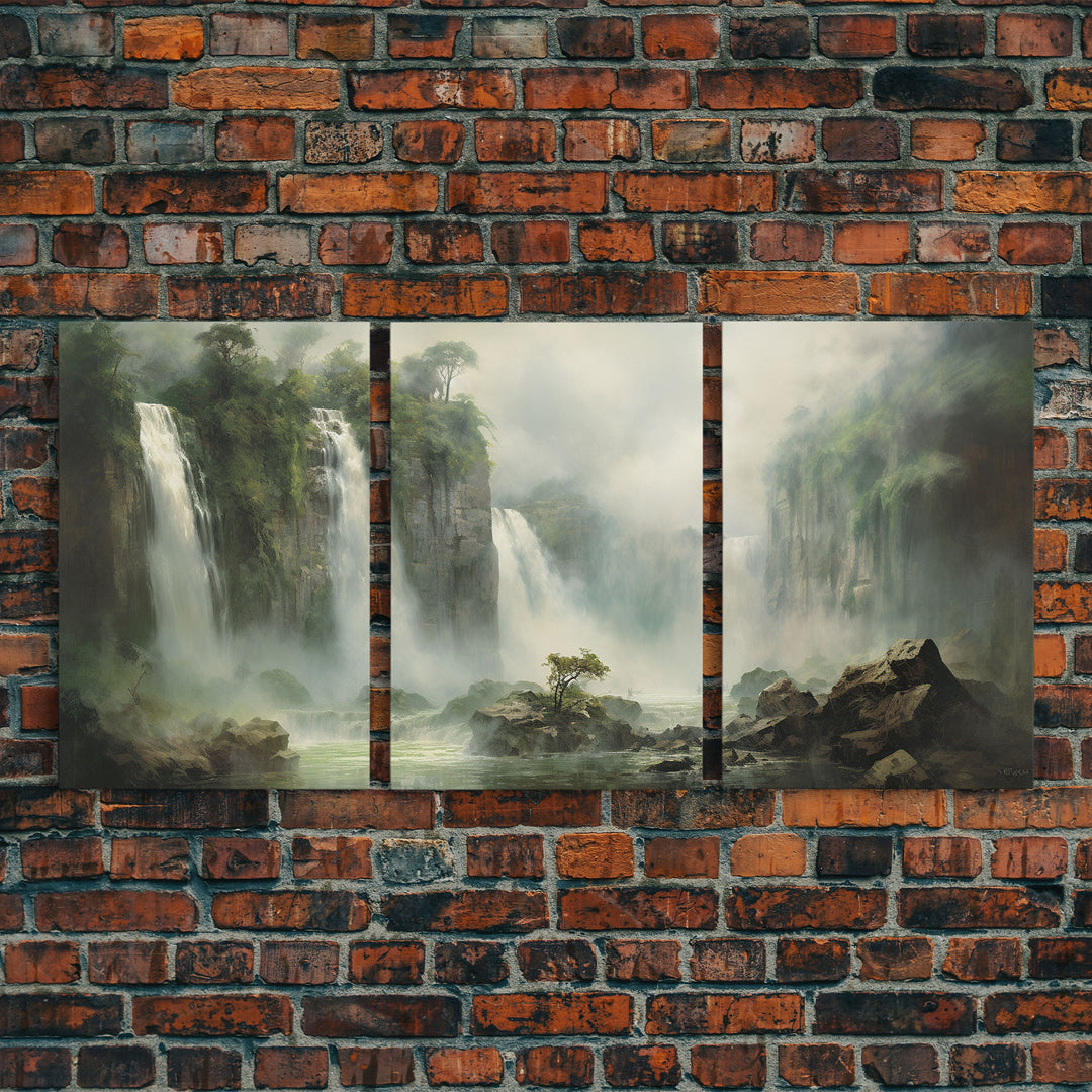 Waterfalls Wall Art, Nature Print, Landscape Wall Art, Canvas Print, Wall Art, 3 Piece Wall Art, Camper Wall Decor, Office Wall Art