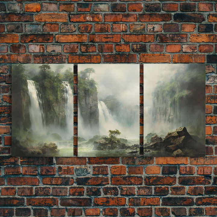 Waterfalls Wall Art, Nature Print, Landscape Wall Art, Canvas Print, Wall Art, 3 Piece Wall Art, Camper Wall Decor, Office Wall Art