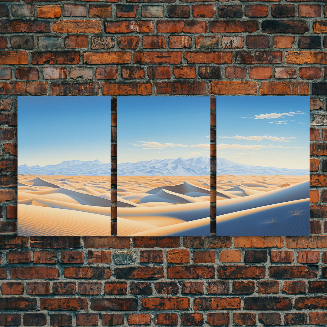 The Sand Dunes, 3 Piece Set, Framed Canvas Prints, Triptych, Desert Painting, Desert Photography Art, Saharan Desert, Multi Piece Wall Art