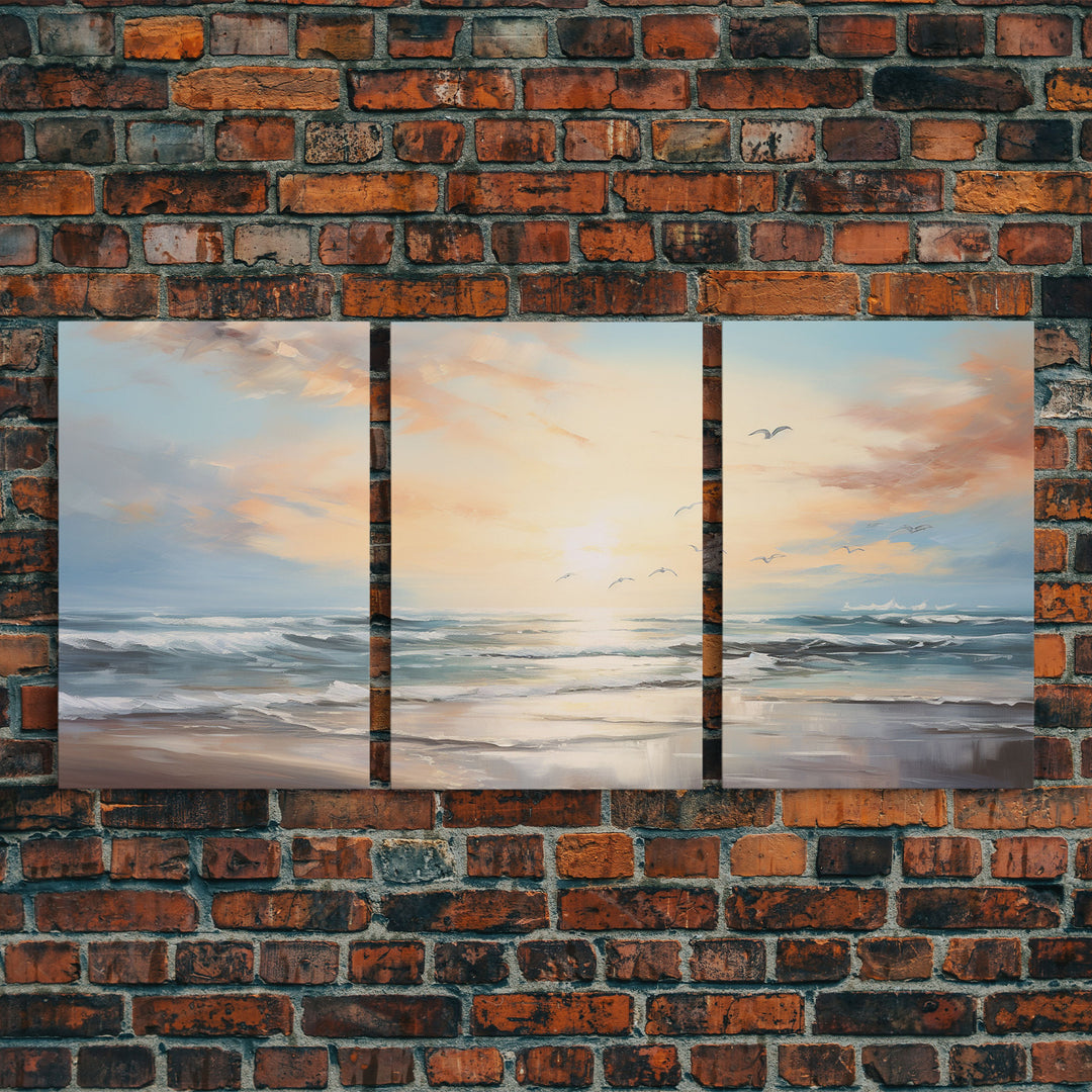 Beach Wall Art, Seascape Print, Sunset Wall Art, Canvas Print, Wall Art, 3 Piece Wall Art, Beach House Wall Decor, Home Office Art, RV Decor