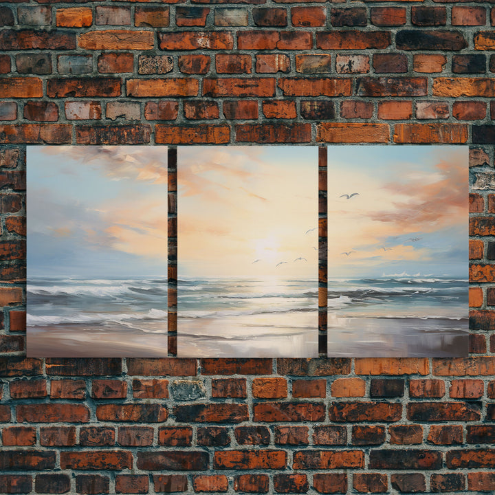 Beach Wall Art, Seascape Print, Sunset Wall Art, Canvas Print, Wall Art, 3 Piece Wall Art, Beach House Wall Decor, Home Office Art, RV Decor