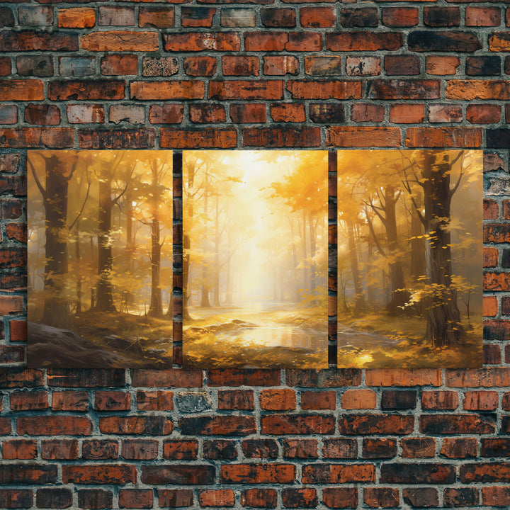 Landscape Wall Art, Fall Wall Art, Forest Print, Trees Art, Canvas Print, Wall Art, 3 Piece Wall Art, Office Wall Decor, Kitchen Wall Art