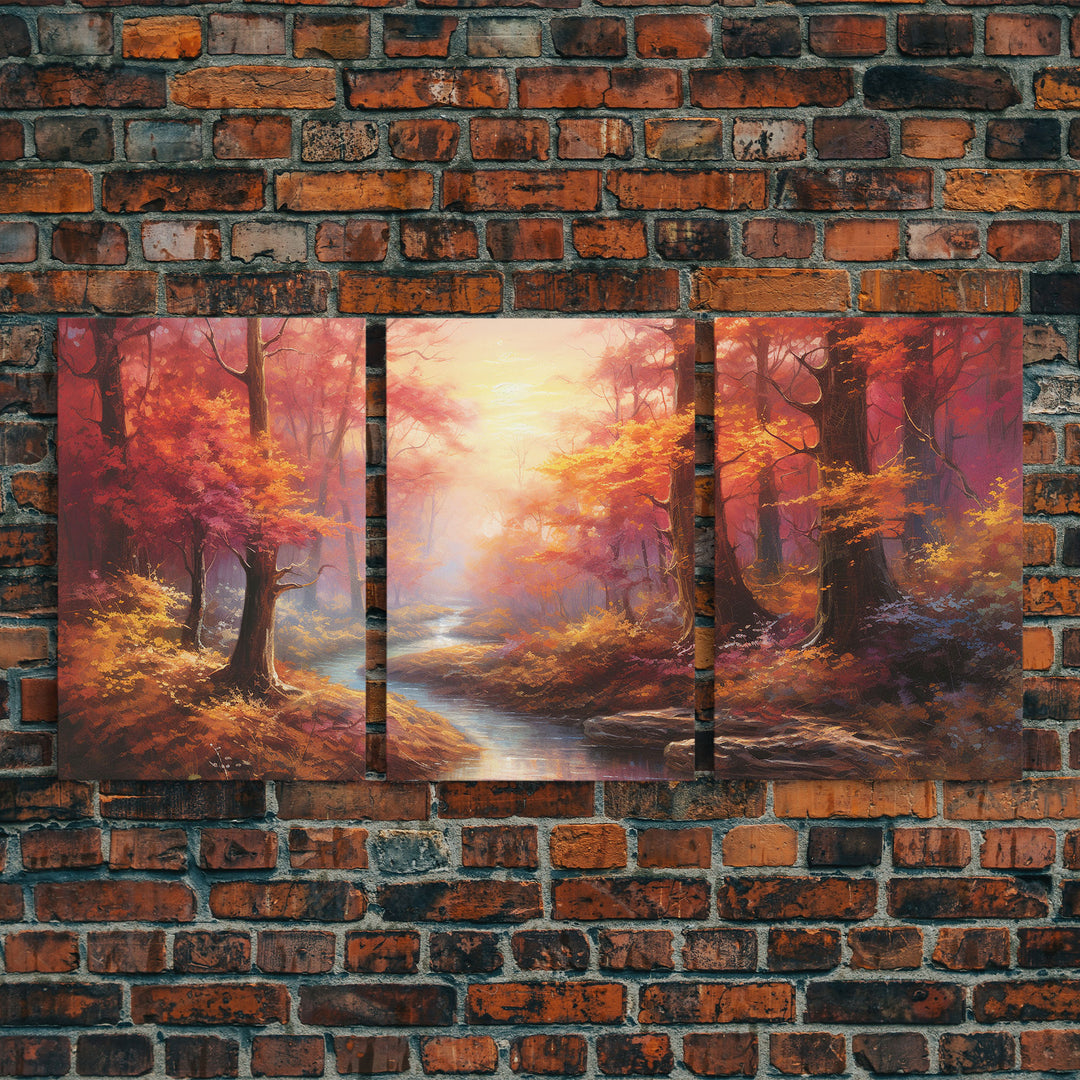 Lake Art, Fall Wall Art, Forest Print, Autumn Art, Canvas Print, Set Of 3 Prints, Wall Art, 3 Piece Wall Art, Ranch Decor, Office Prints