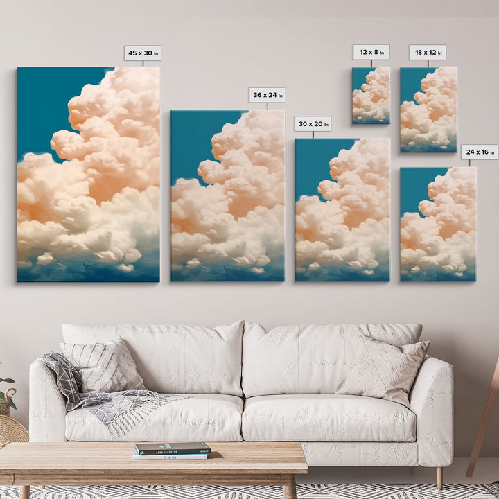 Cloud Wall Art Triptych 3 Piece Set Blue Wall Art Abstract Art Print Minimalist Wall Art Indigo Art Maximalist Deco Sky Wall Art Sky Print