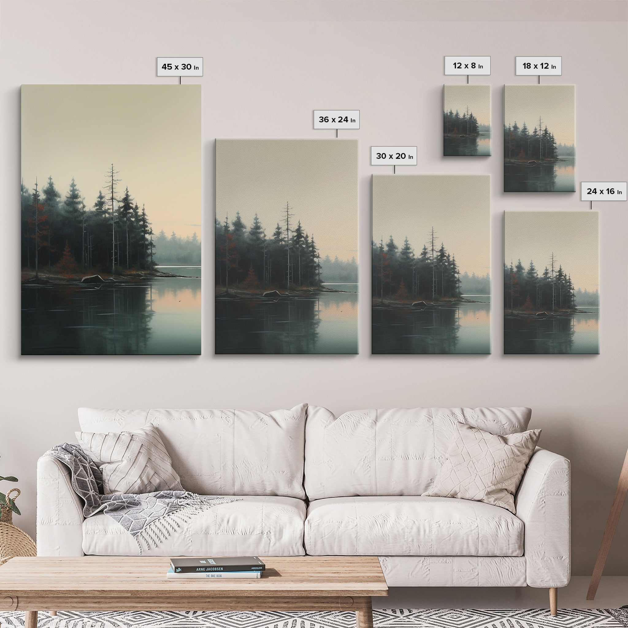 Framed Canvas Wall Art Set of 3 Oil Painting Forest Tree Prints Minimalist Neutral Art Modern Farmhouse Wall Decor, Boho Art