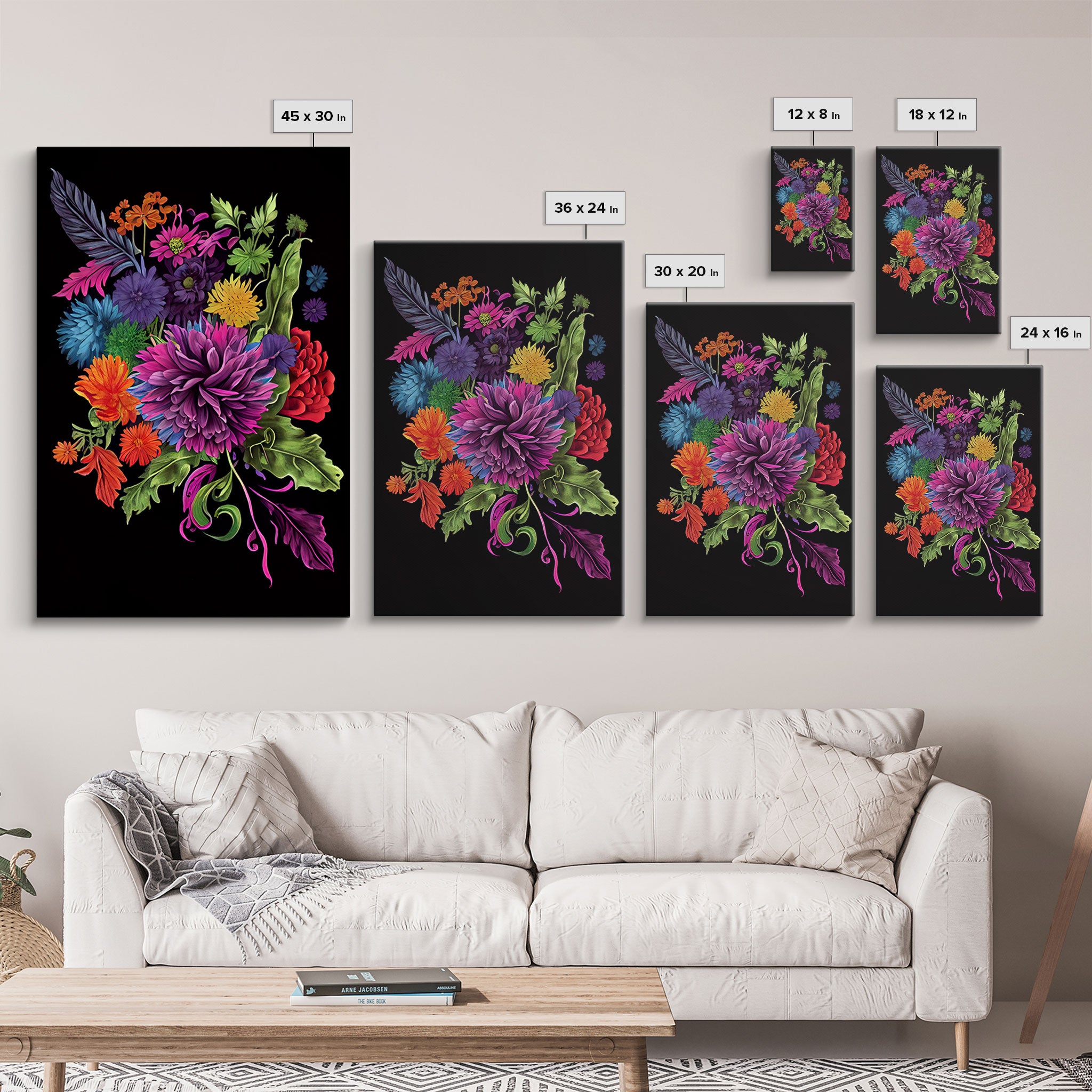 Beautiful Wildflowers Canvas Prints  - Set of 3 - Framed Wall Art- Wild Flowers - Mother's Day - Gift For Her - Floral / Botanical Art