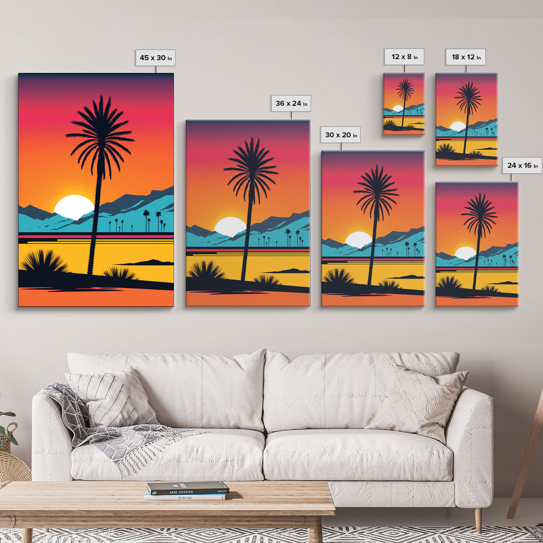 Desert Art, California Themed Wall Art, Framed Canvas Prints, 3 Piece Wall Art, 3 Panel Triptych Art, Retro Style, Orange Hues Art