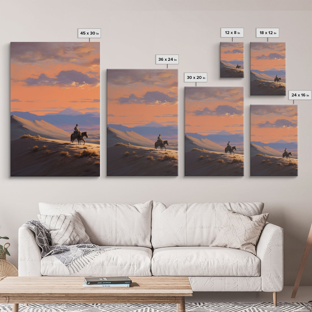 Cowboy Wall Art, Sunset Print, Landscape Wall Art, Canvas Print, Wall Art, 3 Piece Wall Art, Gift For Men, Ranch House Decor, Western Art