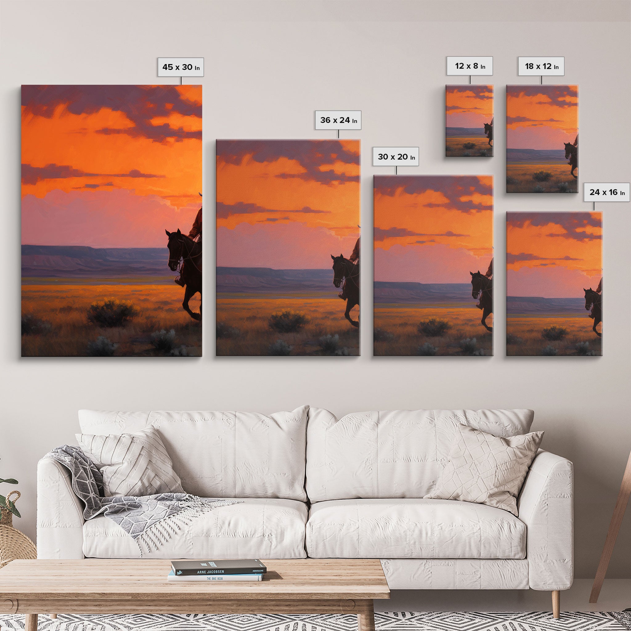 Western Wall Decor, Landscape Art, Sunset Wall Art, Canvas Print, Wall Art, 3 Piece Wall Art, Teacher Gift, Teen Boy Room Decor, Office Art