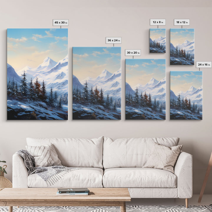 Winter Landscape, Lake Wall Art, Mountains Print, Winter Print, Canvas Print, Wall Art, 3 Piece Wall Art, College Dorm Decor, Kitchen Art