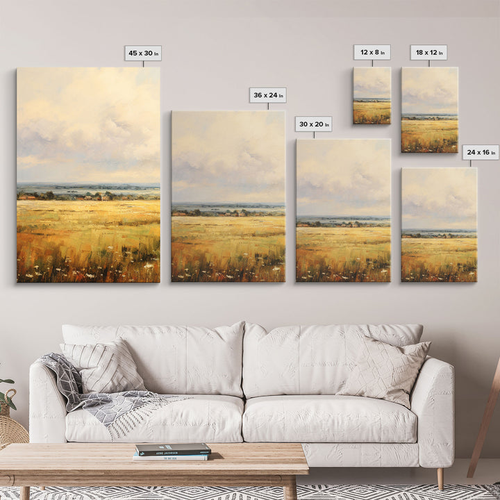 Wheat Field Art Print, Landscape Wall Art, Countryside Art, Canvas Print, Wall Art, 3 Piece Wall Art, Boys Bedroom Decor, Country Wall Art