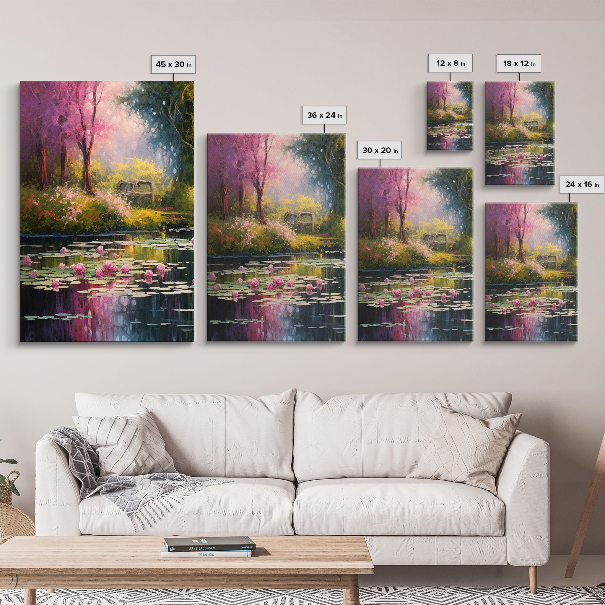 Zen Wall Art,  Lake Wall Art, Lotus Print, Canvas Print, Set Of 3 Prints, Wall Art, 3 Piece Wall Art, Dining Room Decor, Home Decor Prints