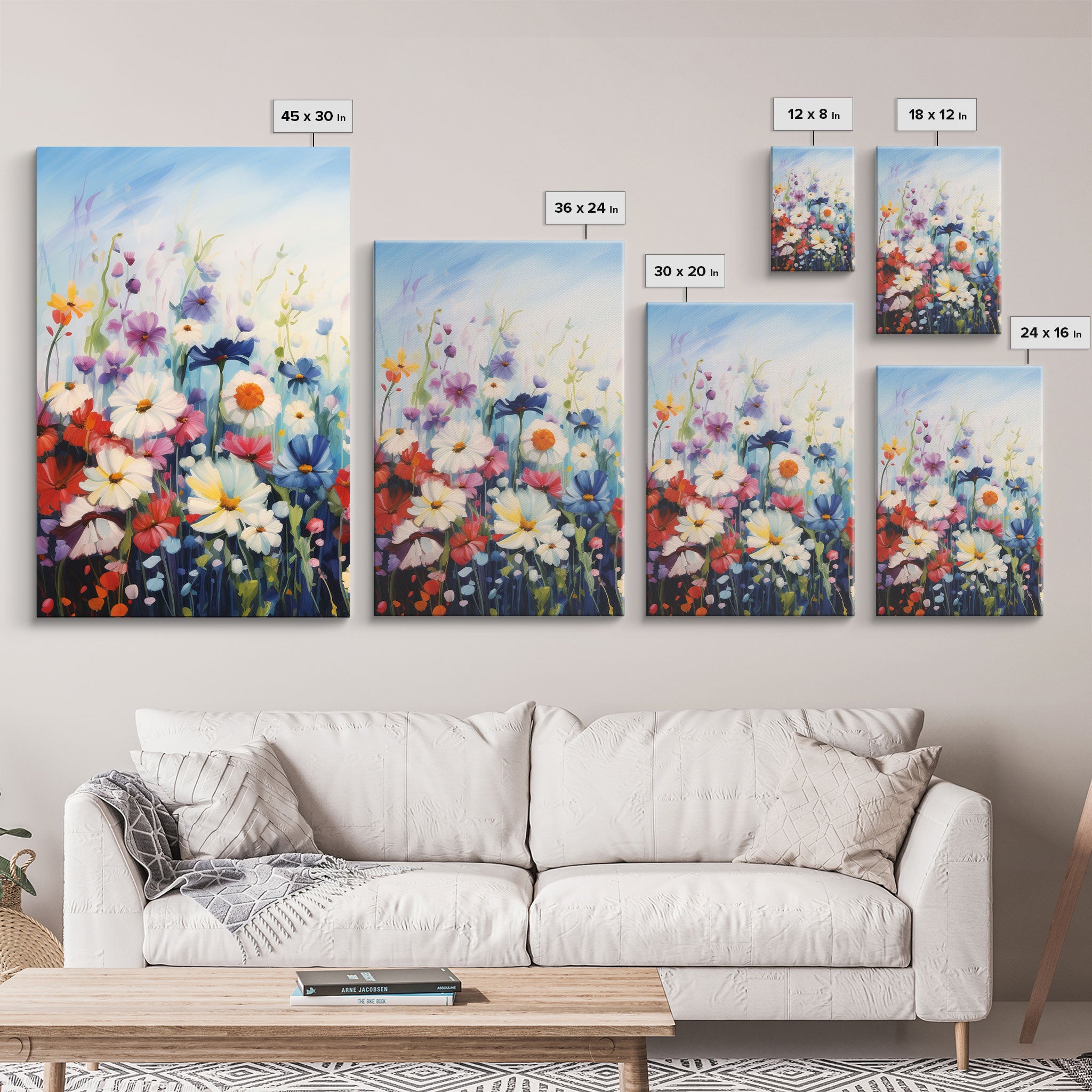 Wildflower Wall Art, Floral Print, Wildflower Meadow, Canvas Print, Set Of 3 Prints, Wall Art, 3 Piece Wall Art, Ranch House Decor, RV Decor