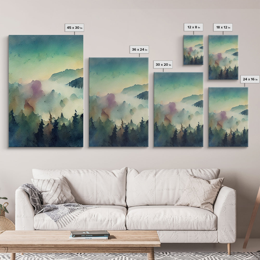 Dramatic Watercolor Sunset Landscape Abstract, Landscape Art, 3 Piece Canvas Decor, 3 Piece Wall Art, Ready To Hang Canvas Prints, Colorful