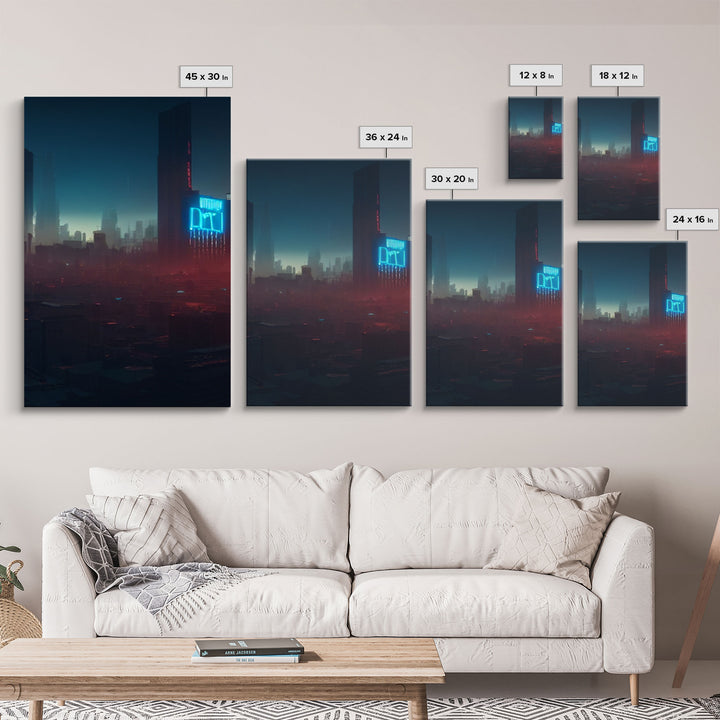 Cyberpunk Cityscape, Cyberpunk Concept Art at Sunset, Cool mancave art, 3 Piece Canvas Decor, 3 Piece Wall Art, Ready To Hang Canvas Prints