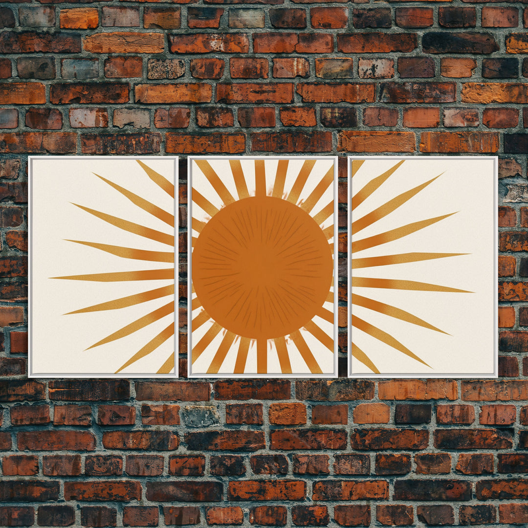 Glamorous Sunburst Wall Art, Art Deco, Framed Canvas Print, Starburst Print, Atomic Age Art, Gold Sun Art, Wall Decor, Home Decor