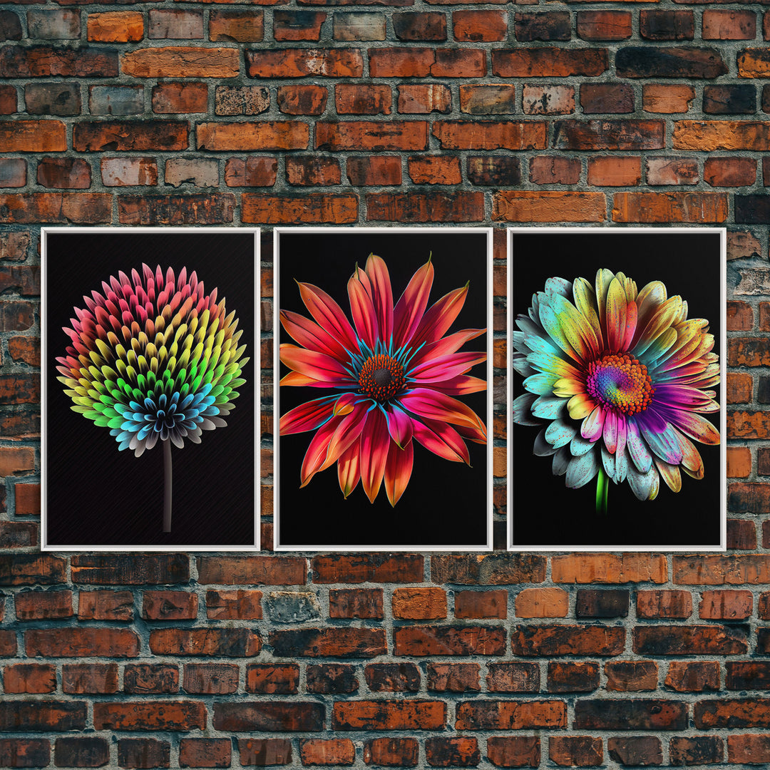 Set of 3 Floral Wall Art | Minimalist floral print | Floral wall art | Canvas signs | Botanical wall art | Flower Art | 3 Piece Wall Art