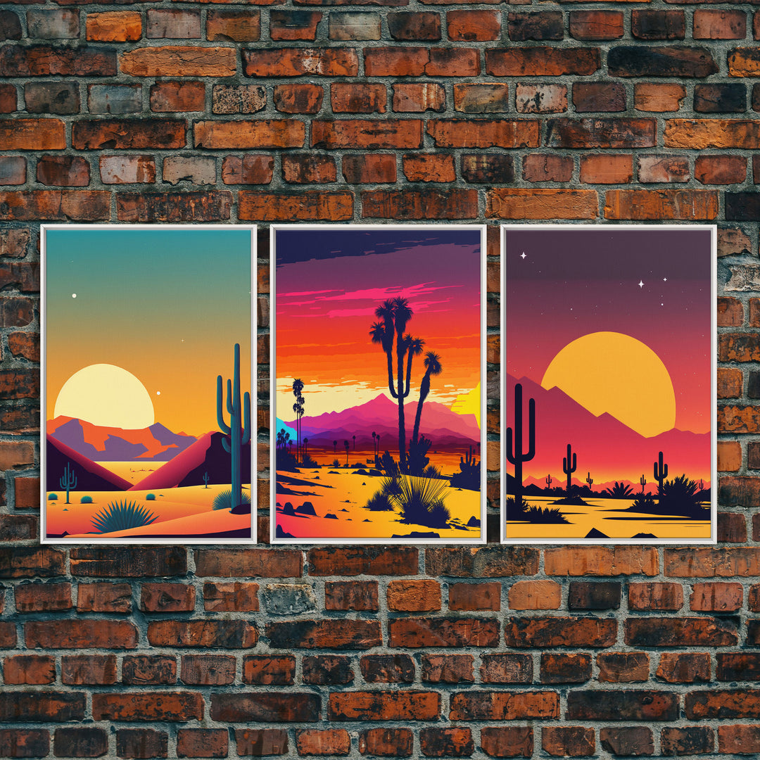 Trendy Art Desert Prints, 3 Piece Wall Art, Framed Canvas Print, Framed Art, Desert Art Prints, Triptych, Set of 3 Wall Art