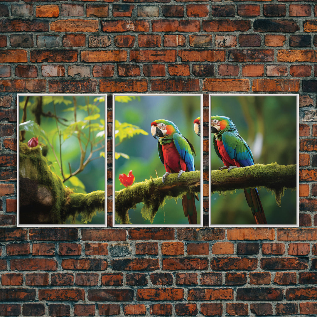 Tropical Wall Art, Bird Art Print, Animal Art, Jungle Print, Canvas Print, Wall Art, 3 Piece Wall Art, Gift For Boss, College Dorm Decor