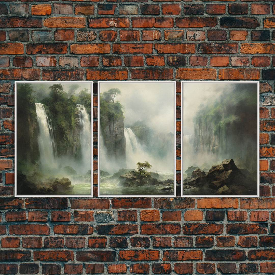 Waterfalls Wall Art, Nature Print, Landscape Wall Art, Canvas Print, Wall Art, 3 Piece Wall Art, Camper Wall Decor, Office Wall Art