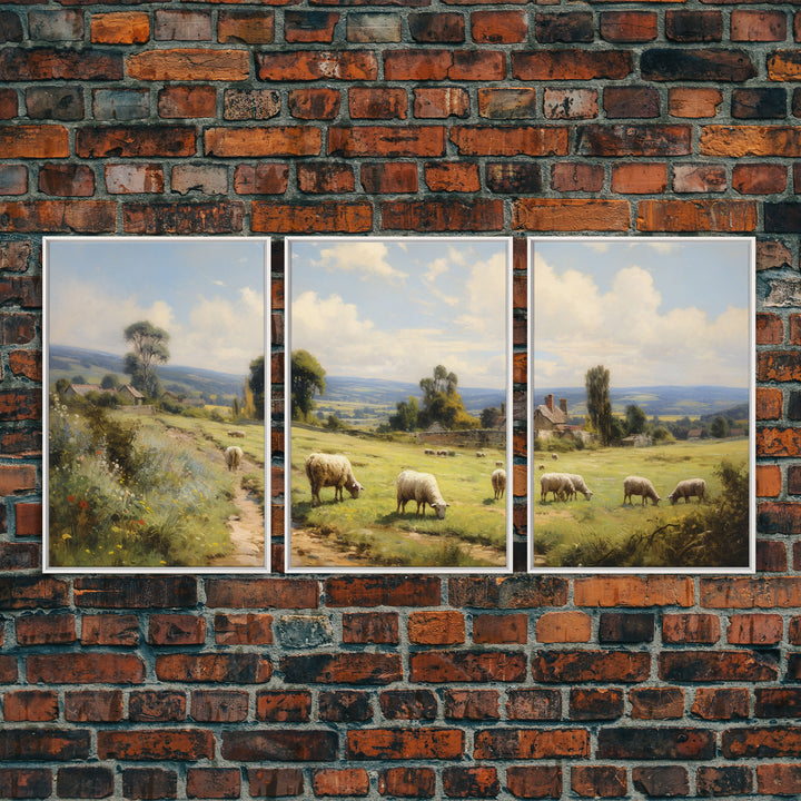 Sheep Wall Art, Countryside Print, Animal Wall Art, Canvas Print, Wall Art, 3 Piece Wall Art, Gifts For Grandma, Farmhouse Wall Decor