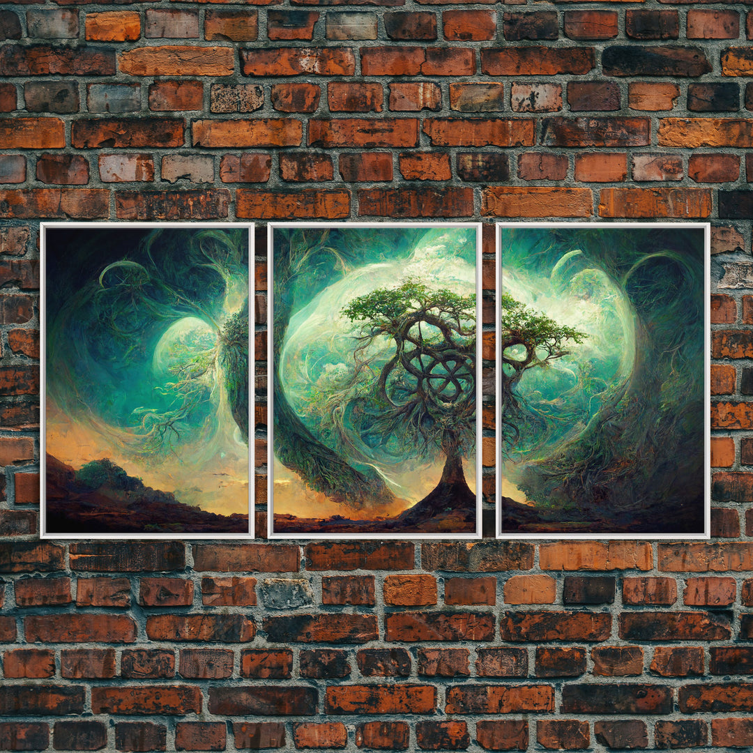 Yggdrasil Tree of Life, Nordic Viking Fantasy Art, Ready To Hang Canvas Print, Cool Living Room Wall Art Decor