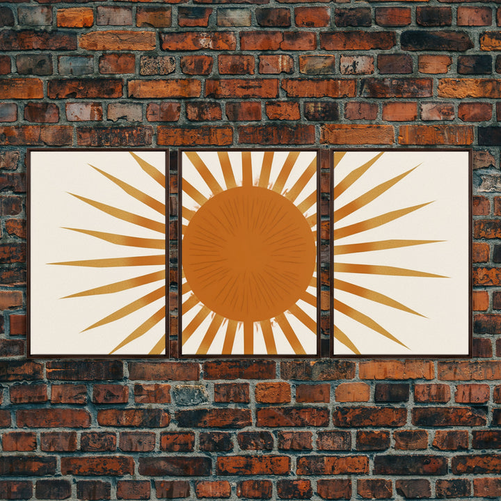 Glamorous Sunburst Wall Art, Art Deco, Framed Canvas Print, Starburst Print, Atomic Age Art, Gold Sun Art, Wall Decor, Home Decor