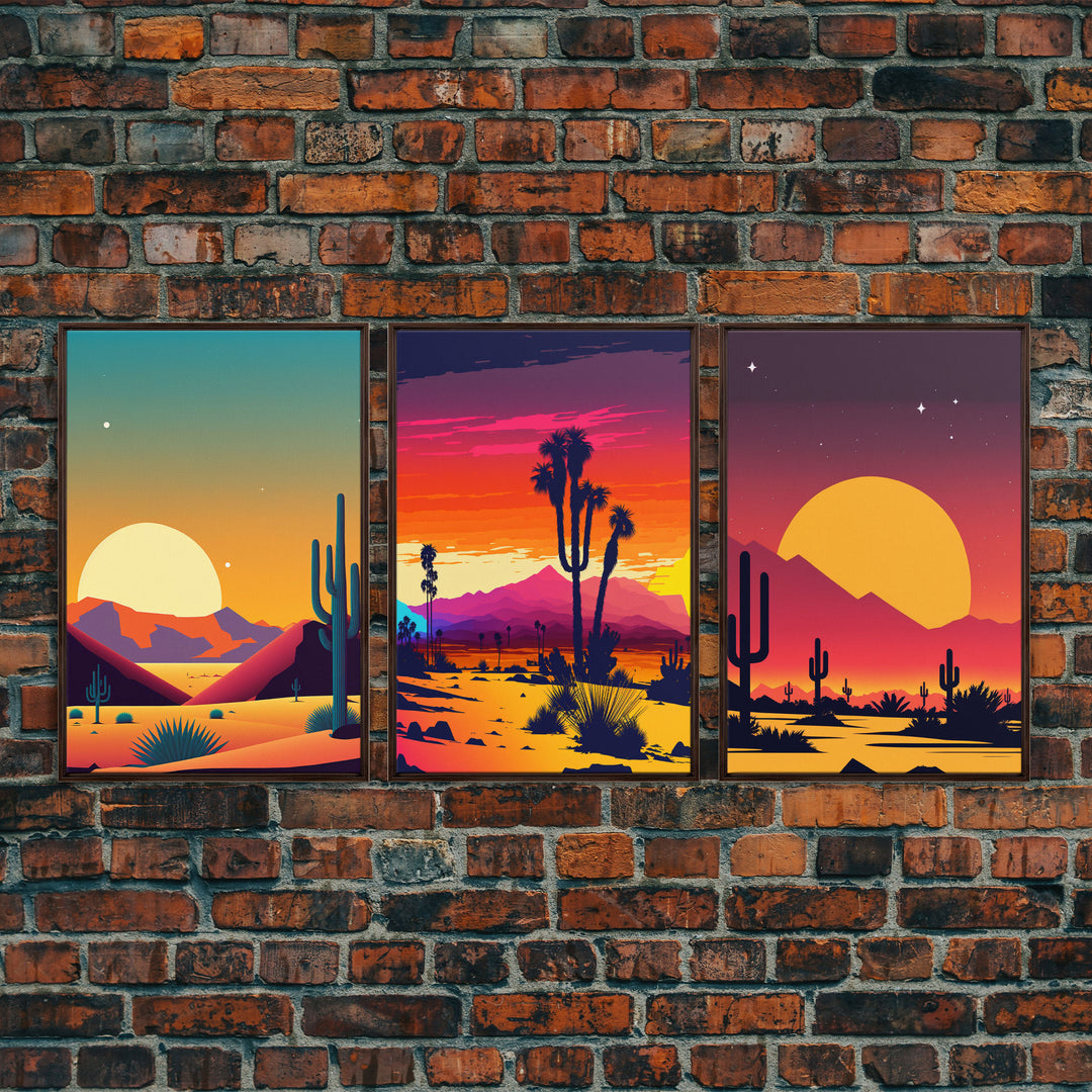 Trendy Art Desert Prints, 3 Piece Wall Art, Framed Canvas Print, Framed Art, Desert Art Prints, Triptych, Set of 3 Wall Art