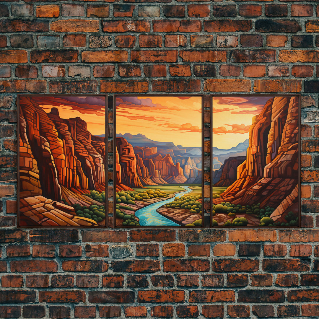 Canyon Art, River Wall Art, Landscape Wall Print, Canvas Print, Wall Art, 3 Piece Wall Art, Appreciation Gift, Ranch Decor, Western Wall Art