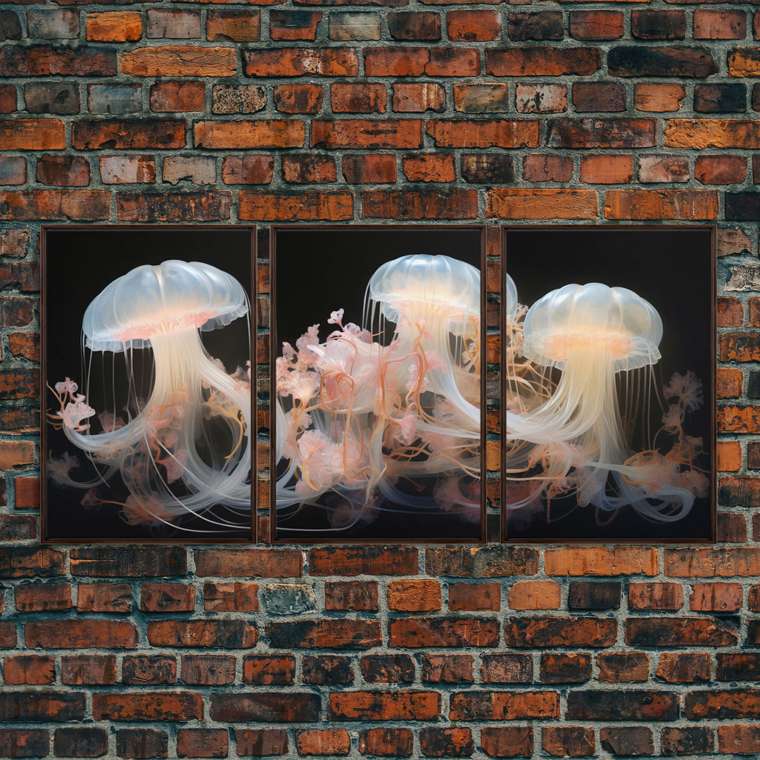 Ocean Wall Art, Animal Art, Jelly Fish Wall Art, Canvas Print, Wall Art, 3 Piece Wall Art, Unique Wall Decor, Kitchen Wall Art, Travel Print