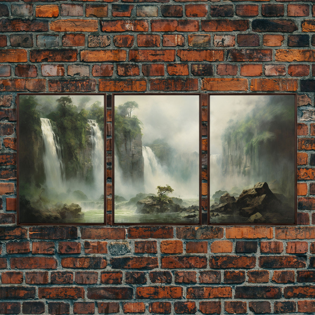 Waterfalls Wall Art, Nature Print, Landscape Wall Art, Canvas Print, Wall Art, 3 Piece Wall Art, Camper Wall Decor, Office Wall Art