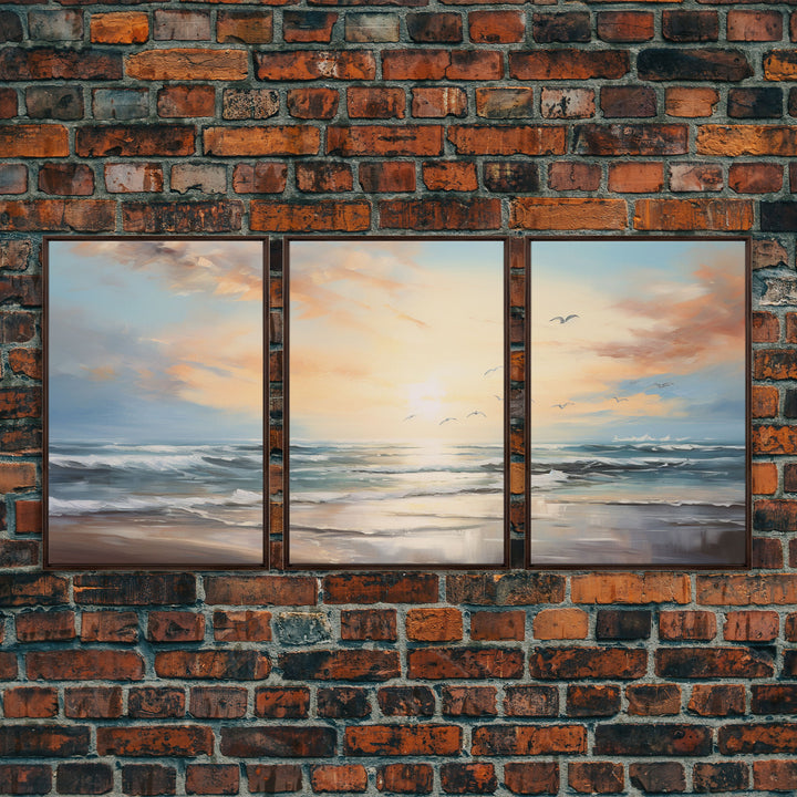 Beach Wall Art, Seascape Print, Sunset Wall Art, Canvas Print, Wall Art, 3 Piece Wall Art, Beach House Wall Decor, Home Office Art, RV Decor