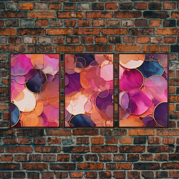 Girly Wall Art, Vibrant Wall Print, Abstract Art Print, Canvas Print, Wall Art, 3 Piece Wall Art, Living Room Prints, Office Wall Decor