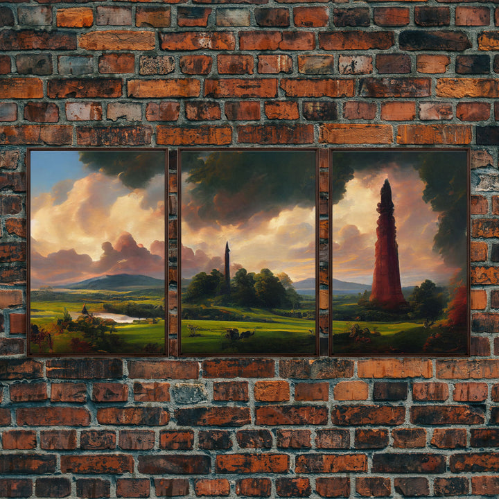 The Dark Tower, 3 Piece Panoramic Art, High Fantasy Concept Art, 3 Piece Wall Art, Ready To Hang Canvas Print