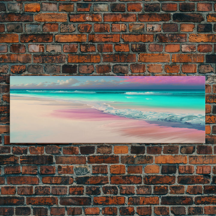 Panoramic Beach Sunset Framed Canvas Print - Perfect for Living Room, Bedroom, or Office Decor | Framed Wall Art, Blue Ocean and Sunset