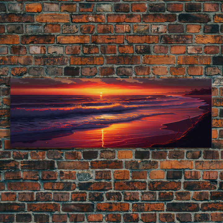 Large Art Sunset, Beach landscape, Coastal Art Print, Beach House, Coastal Decor, Beach Painting, Sunset Art, Framed/Unframed Canvas/Print