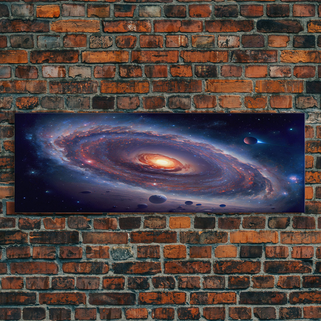 Spiral Galaxy Canvas Print, Original Astral Bodies Painting Print, Panoramic / Large Format Wall Art, Framed Art