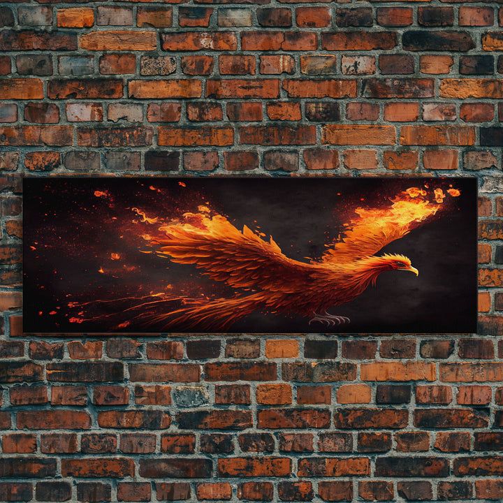 Panoramic Canvas Print Of "The Phoenix" - Rebirth Art - Framed Canvas Art - Framed Wall Art - Incredibly Beautiful Phoenix Decor