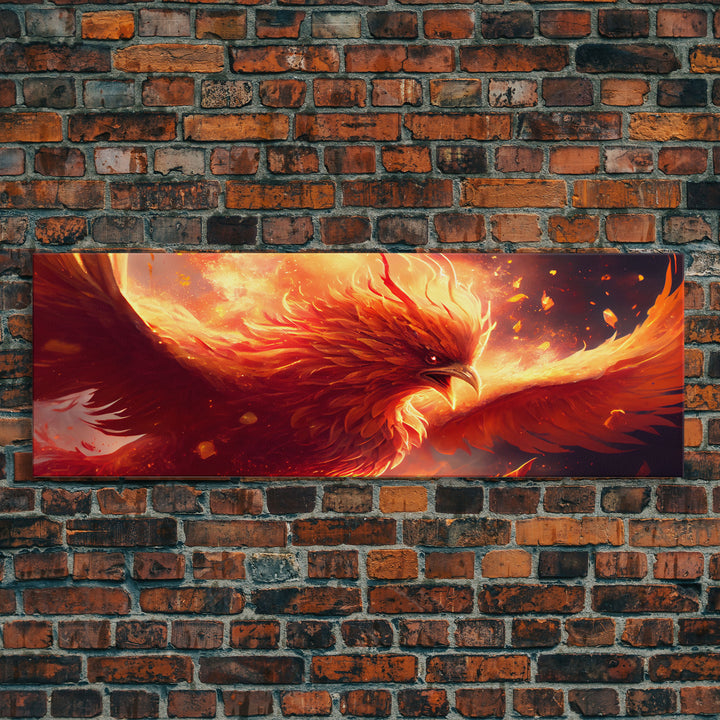 Panoramic Phoenix Canvas Print Of "Rebirth" - Rebirth Art - Framed Canvas Art - Framed Wall Art - Incredibly Beautiful Phoenix Decor