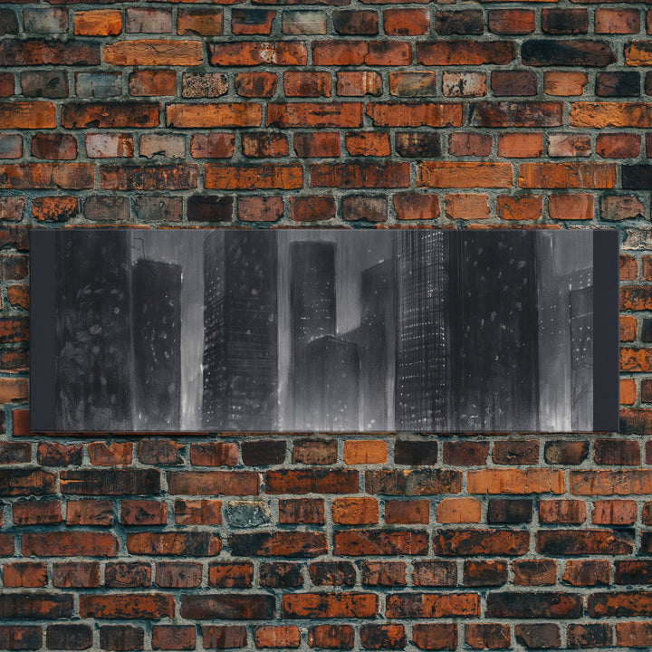 Abstract Buildings Canvas Print, Urban Art, City Art, Cityscape, Skyline, Monochromatic, Wall Decor, Panoramic, Wall Art, Canvas Print