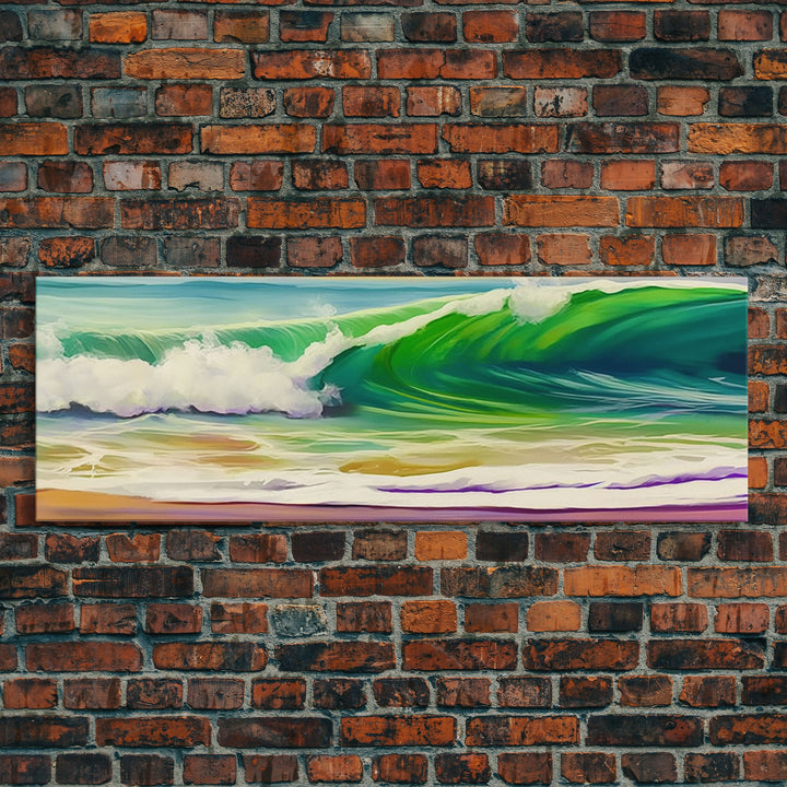 Green Ocean Wall Art Canvas Print, Seascape, Ocean Wall Art Framed, Ocean Waves Wall Art, Wall Decor, Panoramic, Wall Art, Canvas Print