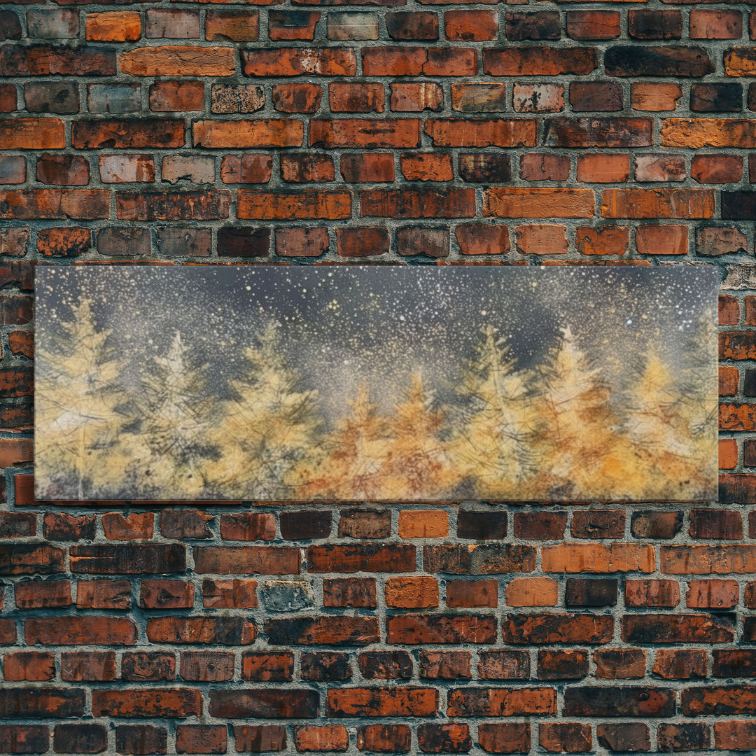 Abstract Forest Art, Abstract Trees Canvas, Snow In The Forest, Winter Wall Decor, Large Canvas Print, Panoramic, Wall Art, Canvas Print