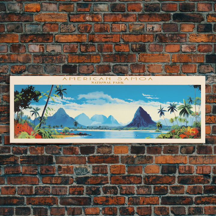 American Samoa National Park, Panoramic Samoa Travel Art, National Park Print, Minimalist Travel Art, Midcentury Modern Style Landscape